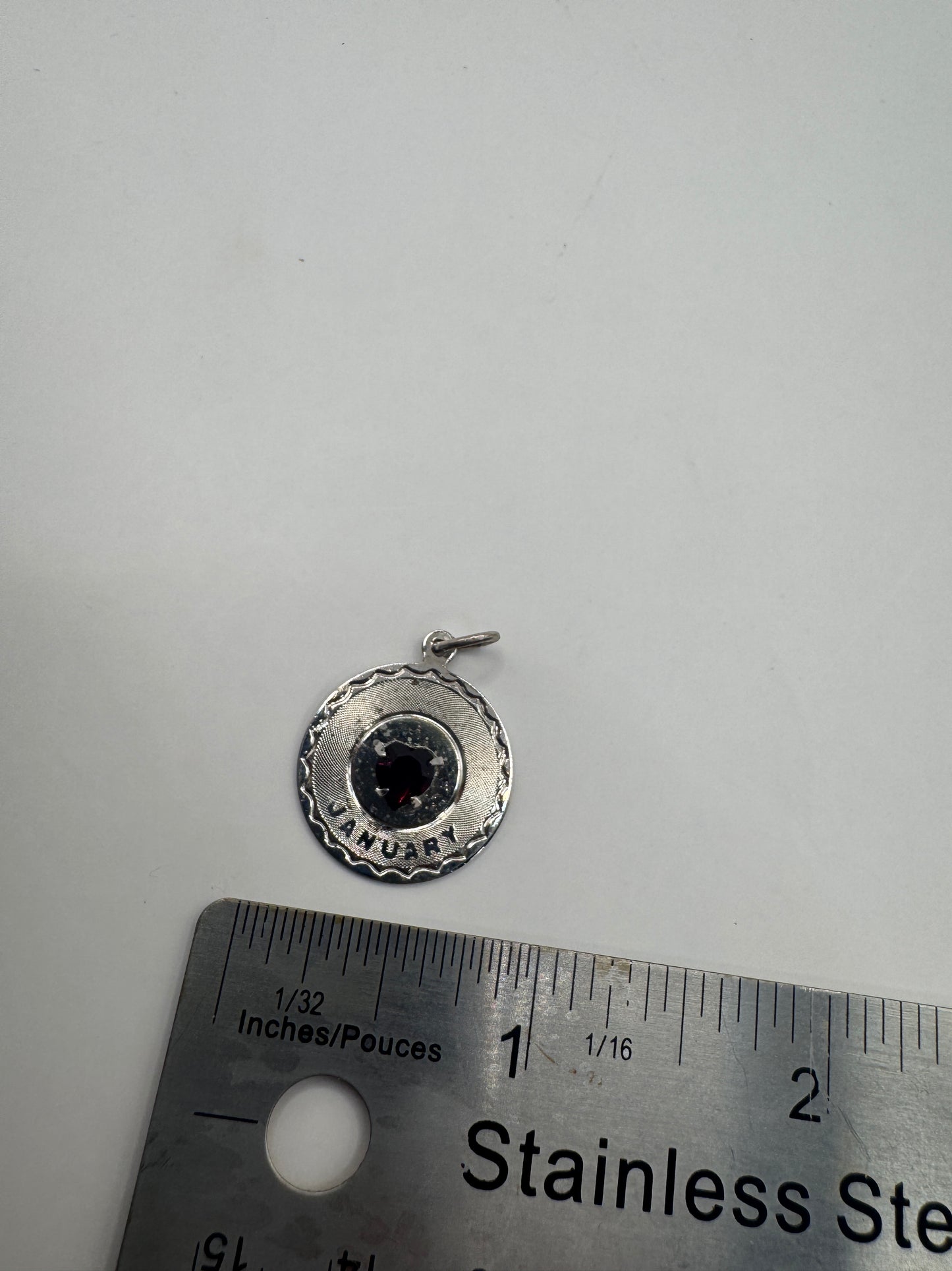 Vintage Sterling Silver January Birthstone Charm Pendant