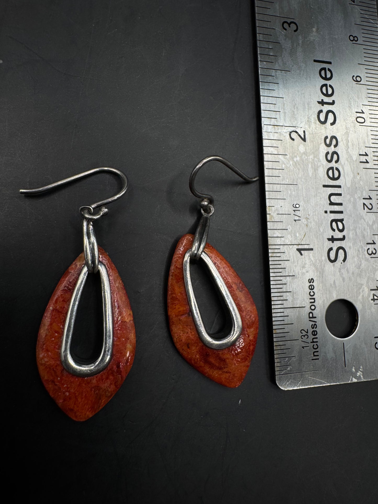 Silpada 925 Sterling Silver Red Coral Dangle Earrings