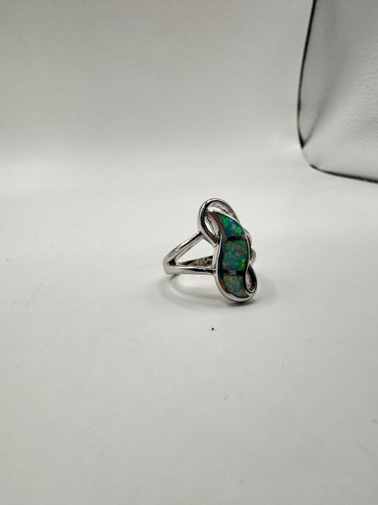 Aurora Sterling Silver Opal Statement Ring – Size 7