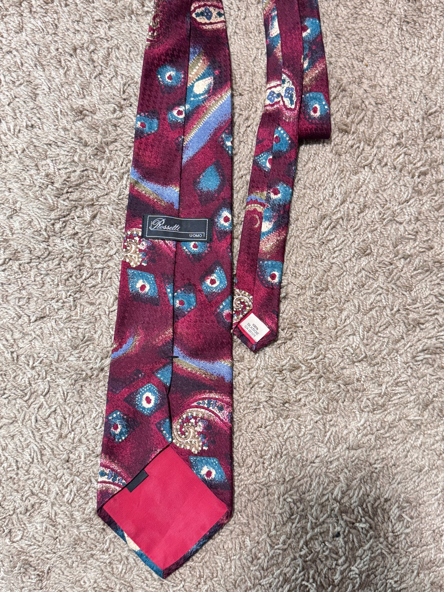 Vintage Rossetti 100% Silk Paisley Tie, 56” x 3.5” – Excellent Condition
