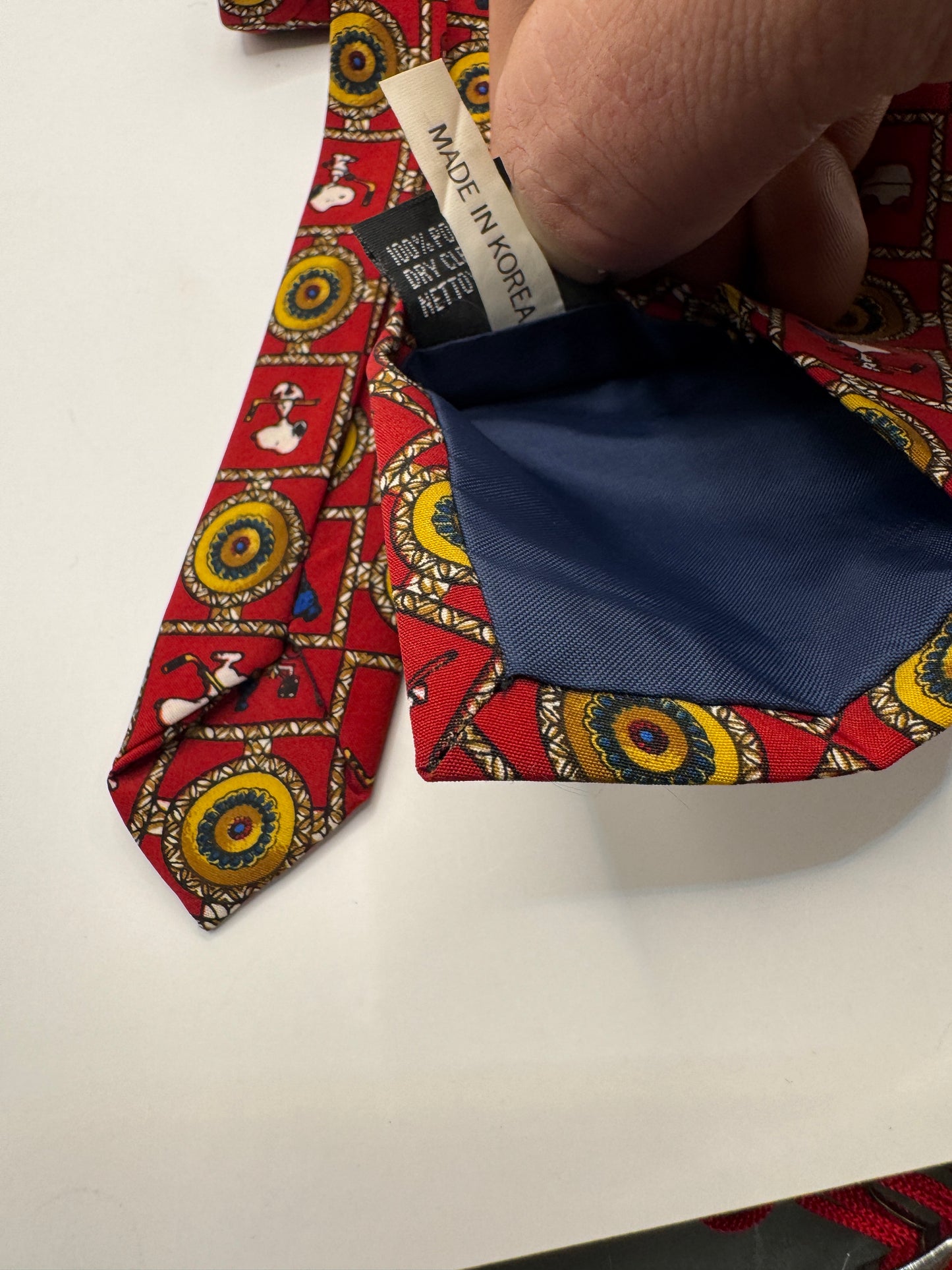 Vintage Snoopy Tie – Red Cartoon Print, 100% Polyester, 49” x 3”