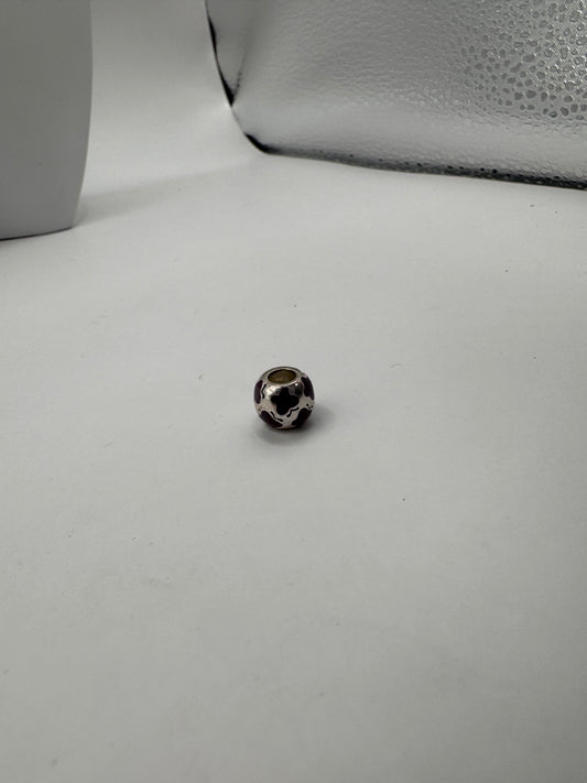 Sterling Silver 925 Charm – Purple Enamel Floral Bead