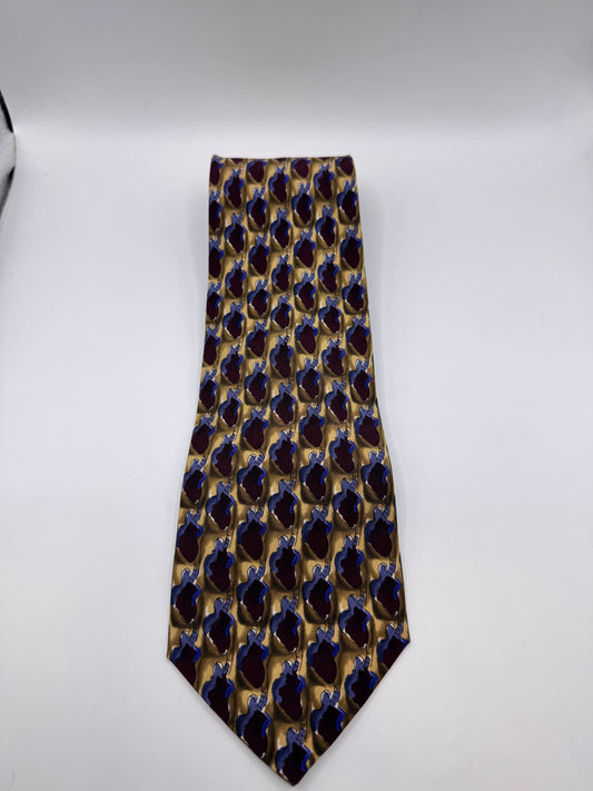 Vintage J. Garcia Silk Tie – 100% Silk, Abstract Art Pattern