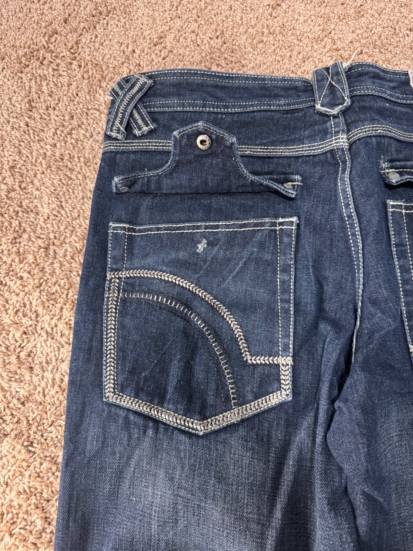 Vintage Blueprint Women’s Jeans – Size 33–34, Dark Wash, Contrast Stitching