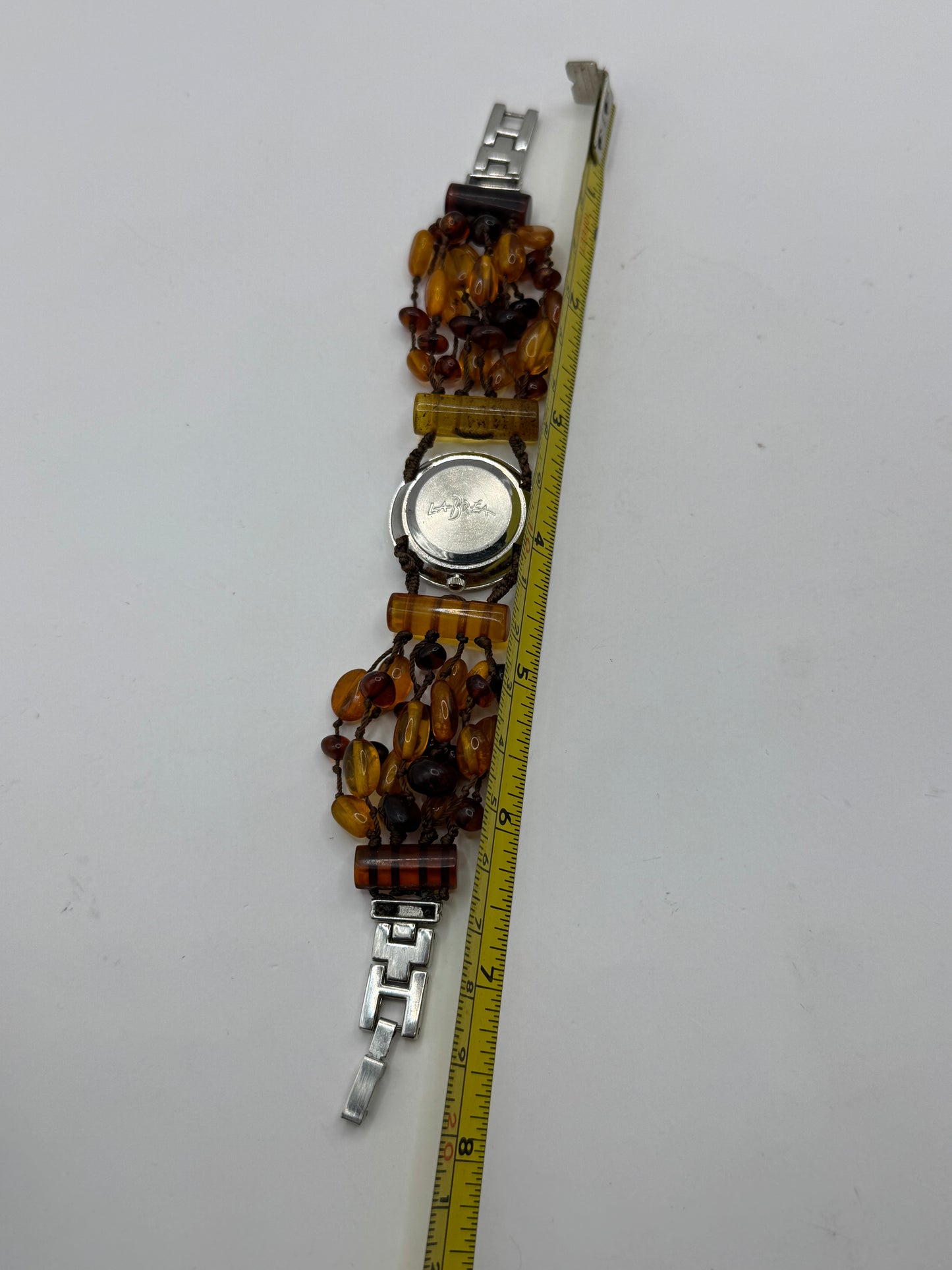 Vintage Baltic Amber Quartz Watch Bracelet Multi Strand Amber Beads 7.5”