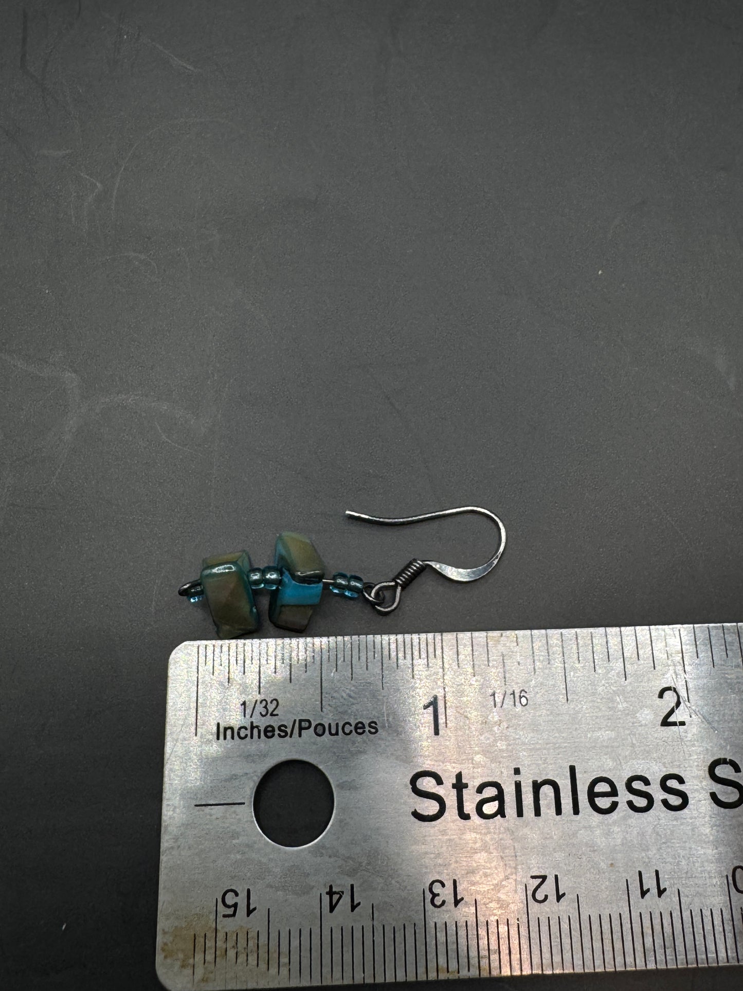 Vintage Sterling Silver Abalone Shell Drop Earrings – Iridescent Blue Green, Organic Design