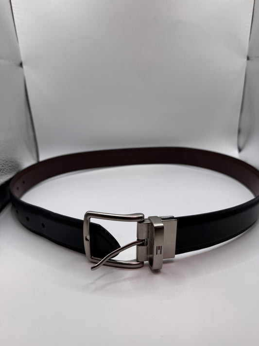 Tommy Hilfiger Men’s Reversible Leather Belt – Black & Brown, 37.5” x 1.5”