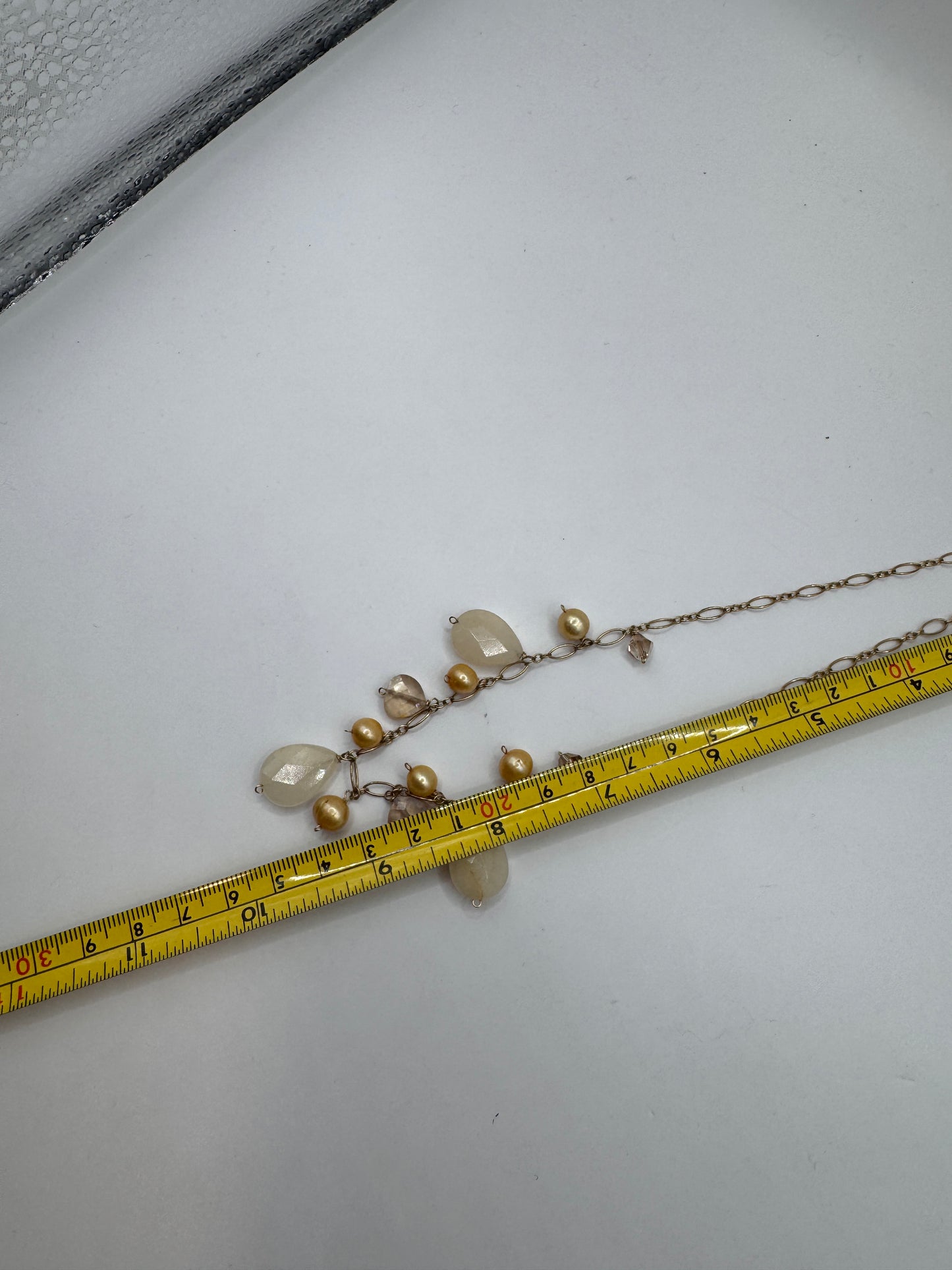 Vintage 14k Gold-Filled Necklace – Gemstone & Pearl Charms, 20” Length