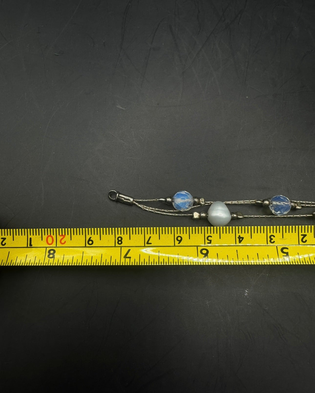 Elegant 925 Silver Bracelet with Pearl & Opalite – 7”