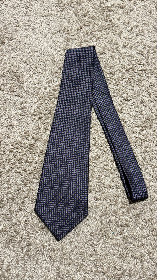 Vintage Aianzala for Harry Rosen 100% Silk Tie – Purple Green Geometric Italian Designer Necktie 57” x 4”