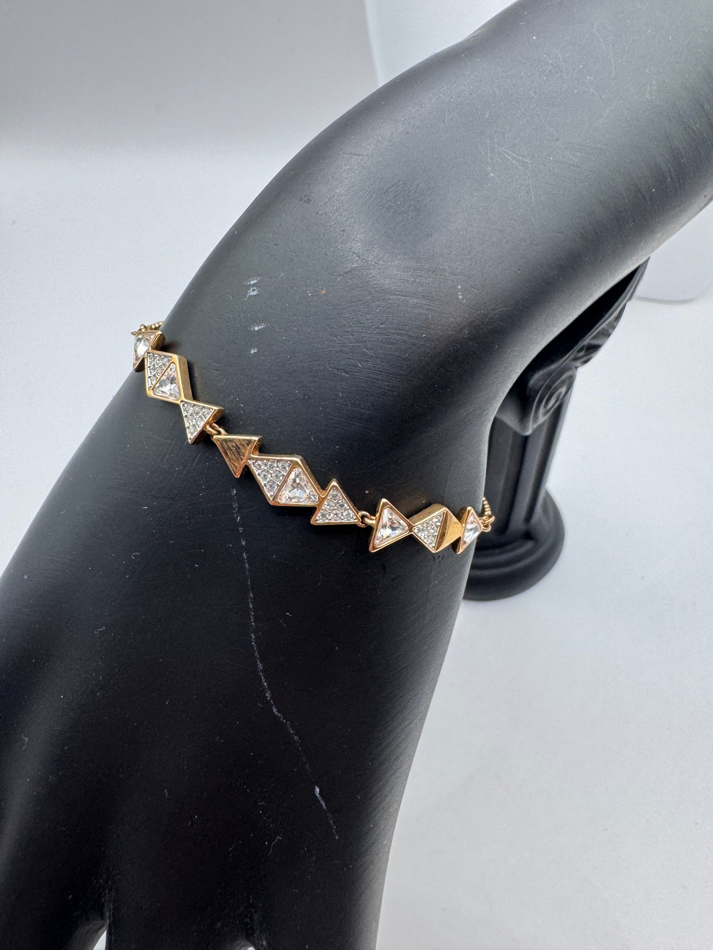 Swarovski Gold Tone Triangle Crystal Bracelet