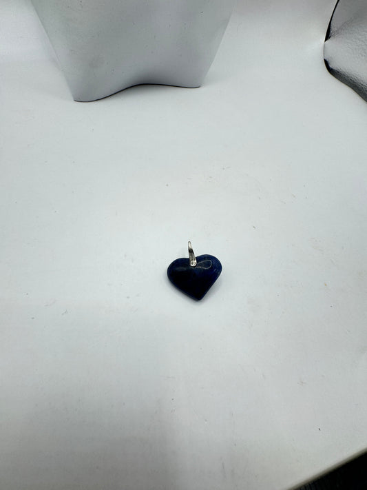 Vintage Sterling Silver Blue Sodalite Heart Pendant – Minimalist Stone Charm