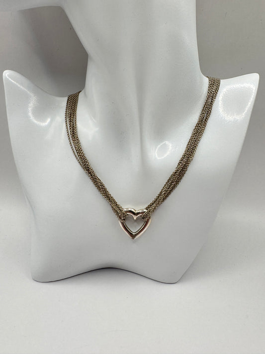 Vintage Heavy Sterling Silver Necklace with Heart – Italy 925