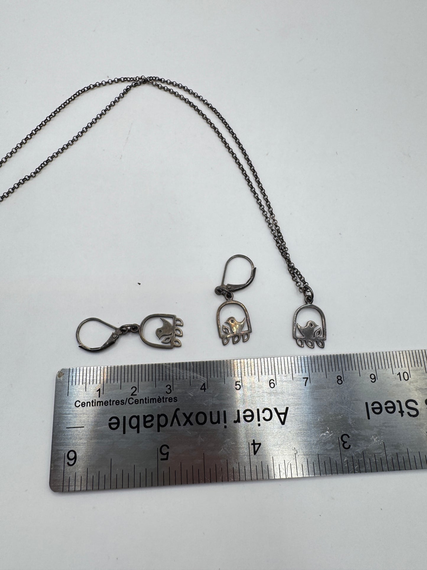 Vintage Sterling Silver Necklace & Earrings Set – Unique Basket Design