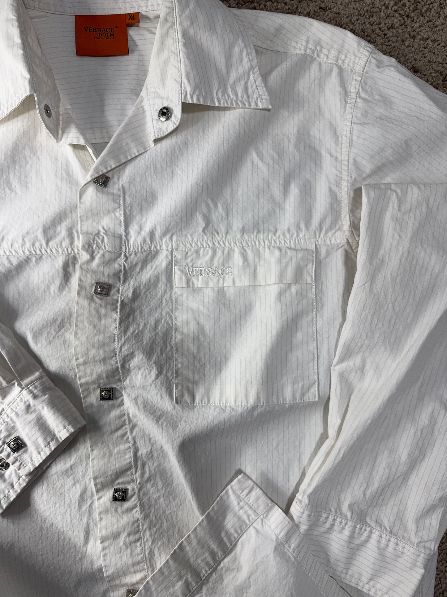 Versace Dolm Men’s Shirt – White, Size XL, Designer Details