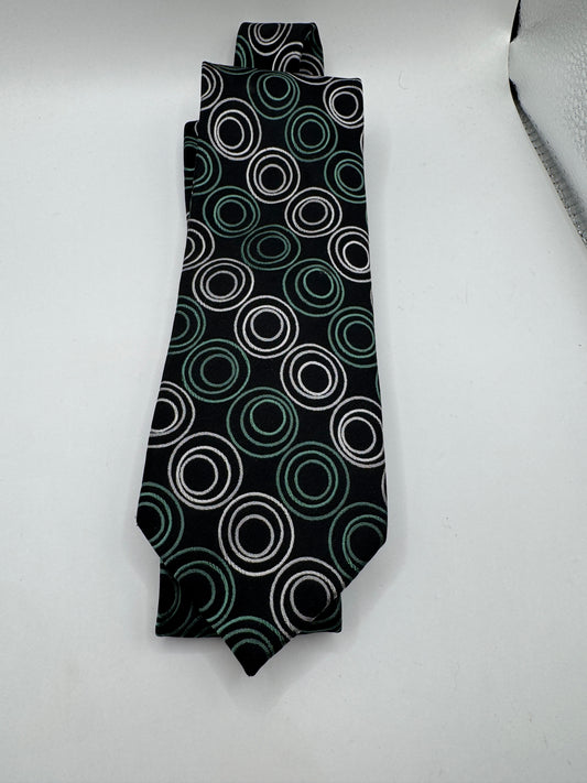 Vintage Van Heusen Studio Silk Tie – 100% Silk, Geometric Circle Print