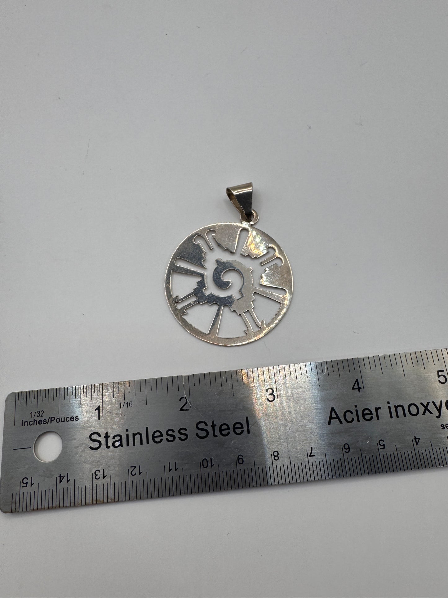 Vintage Sterling Silver Hunab Ku Pendant – Large Mayan Galactic Butterfly Symbol