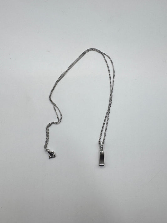 Vintage Sterling Silver Necklace with Crystal Pendant – 925