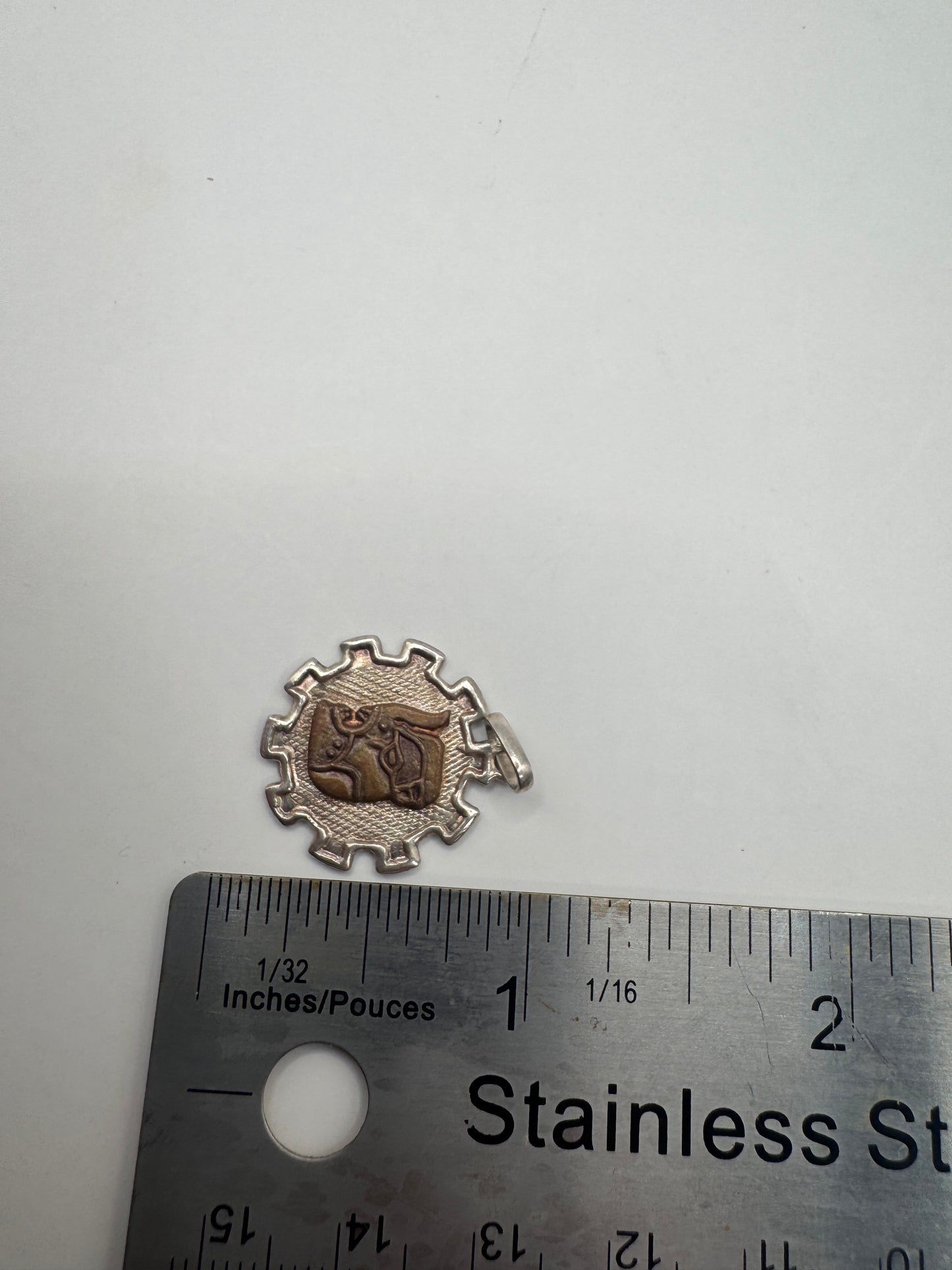 Vintage Sterling Silver Tribal Sun Pendant with Carved Face