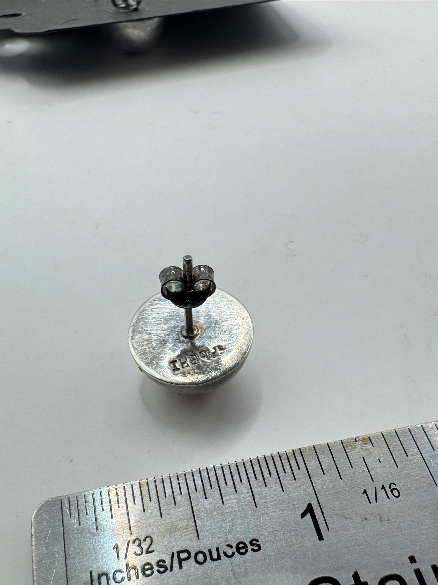 Vintage Sterling Silver Dome Stud Earrings – Minimalist Modernist Style