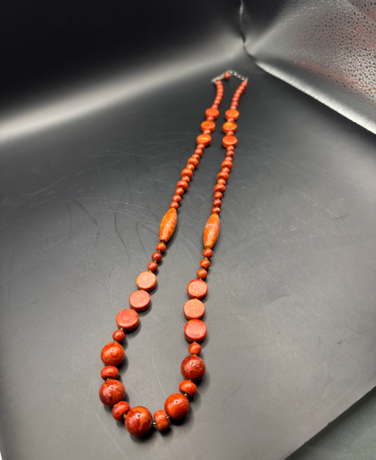 Red Coral Necklace – Victorian Revival (Mid-20th Century)