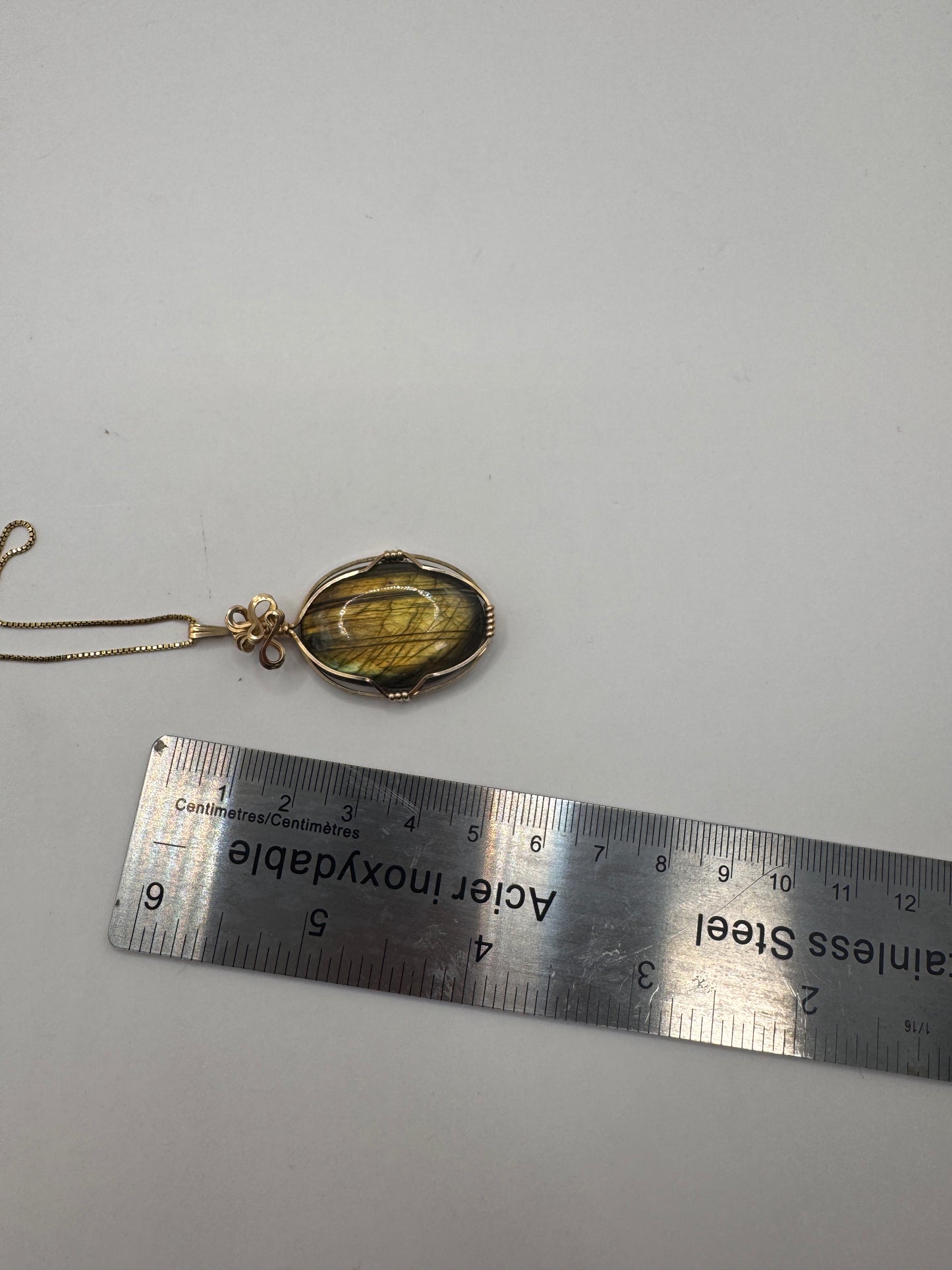 Gold-Plated Sterling Silver Necklace with Labradorite Pendant