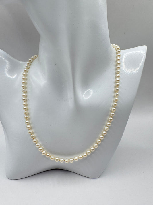 Mid-Century Japanese Pearl Necklace – Vintage, Sterling Silver Clasp
