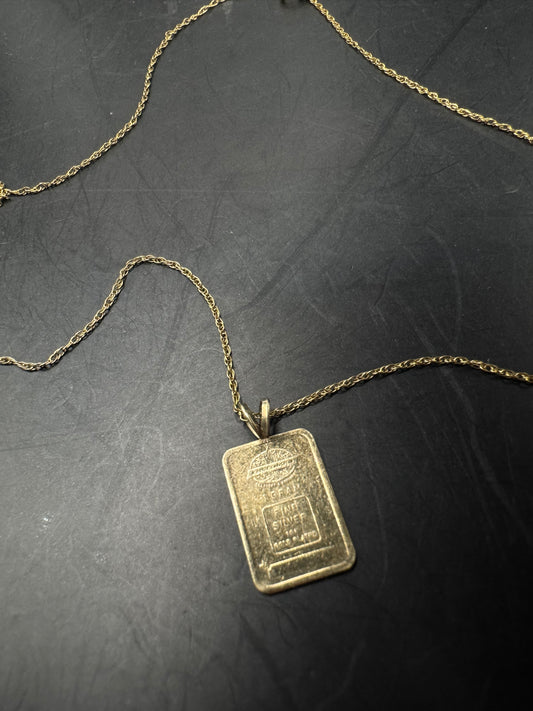 Gold Bar Pendant Necklace