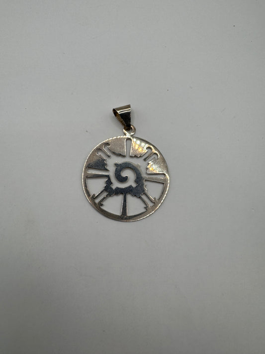 Vintage Sterling Silver Hunab Ku Pendant – Large Mayan Galactic Butterfly Symbol