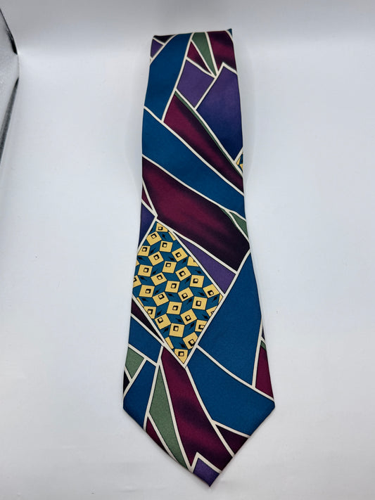 Vintage Hamley & Scott 100% Silk Abstract Tie, 56” x 4” – Excellent Condition