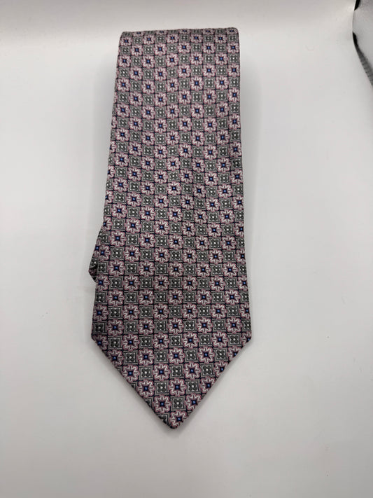 Vintage Bellissimo Silk Tie – 100% Silk, Geometric Floral Pattern