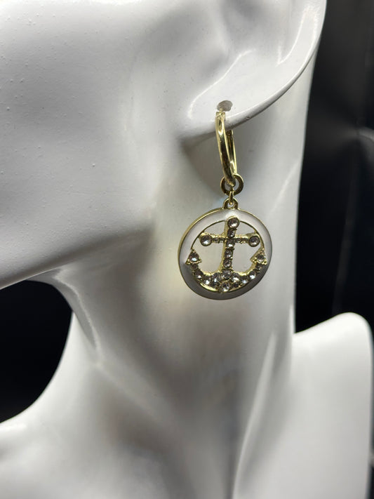 Heidi Daus Anchor Hoop Earrings – Gold-Tone Crystal Nautical Dangles