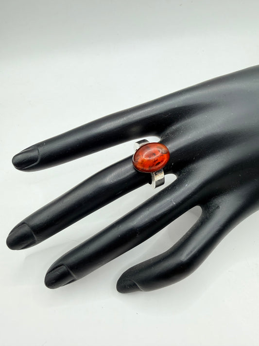 Deep Cognac Amber Ring — Size 6