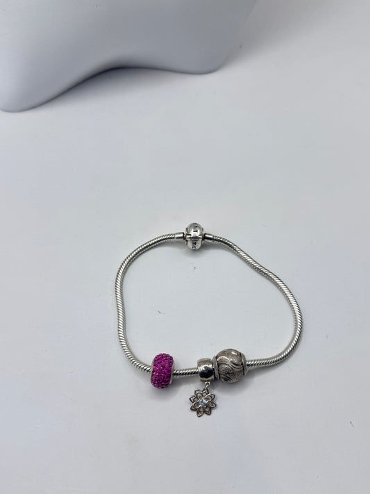 Michael Hill Sterling Silver 925 Snake Chain Charm Bracelet with 2 Michael Hill Charms & Emma & Roe Blue Diamond Charm