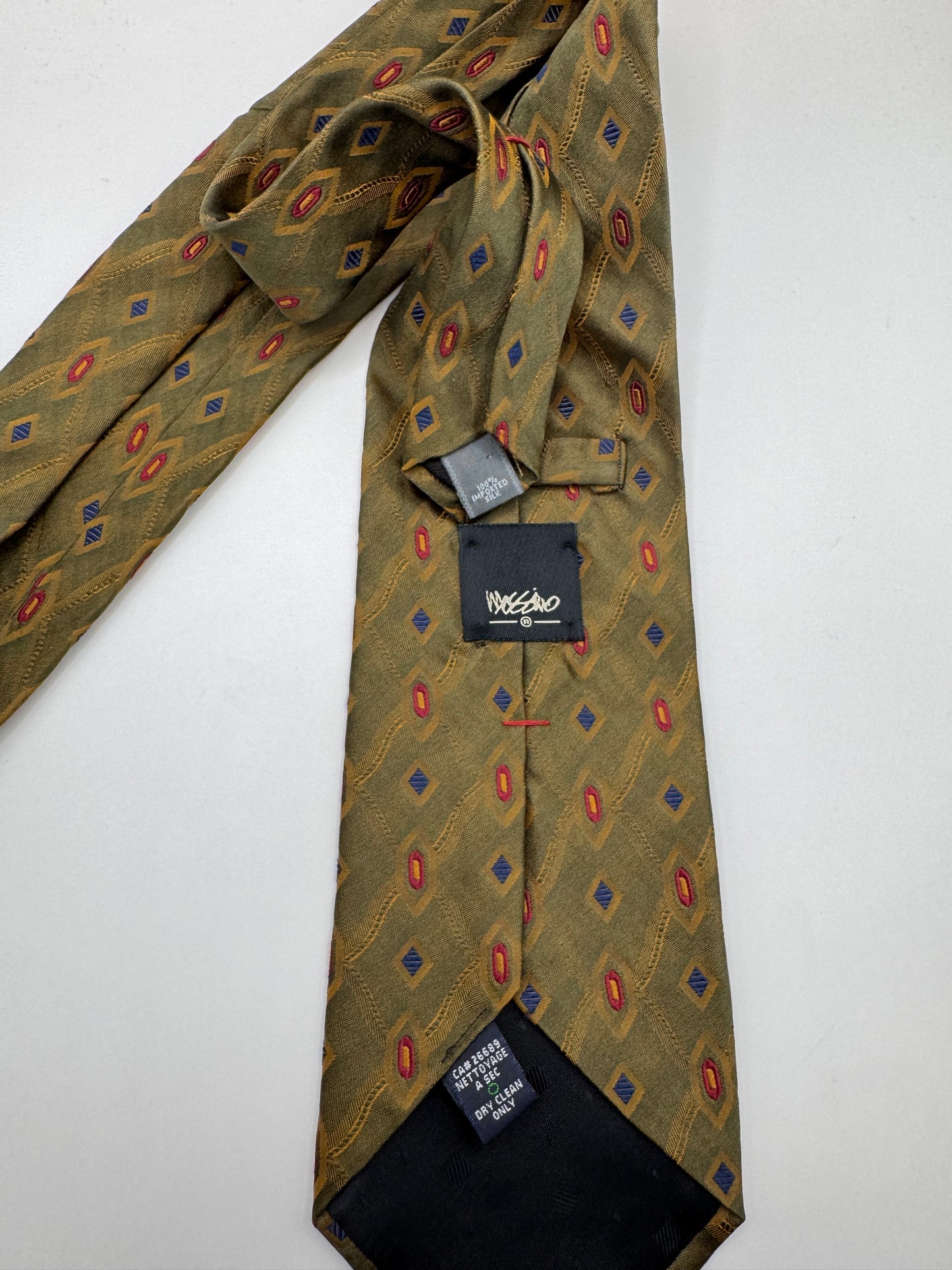 Vintage Mossimo Silk Tie – 100% Silk, Gold Diamond Pattern