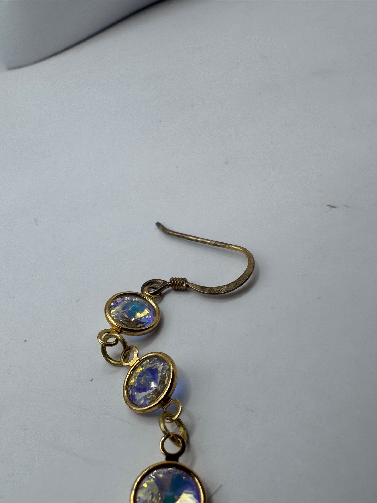 Vintage Long Sterling Silver Gold-Plated Drop Earrings – Excellent Condition