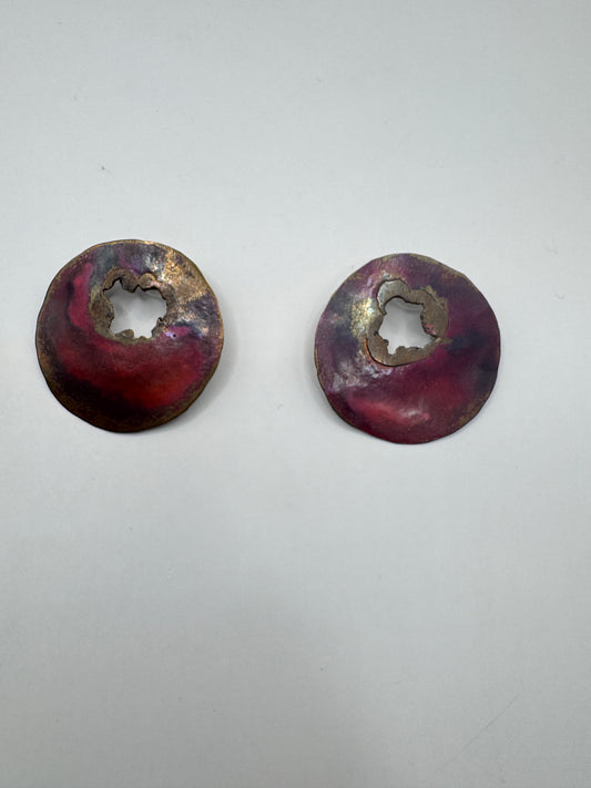 Vintage Large Copper Earrings – Artisan Signed Statement Pair