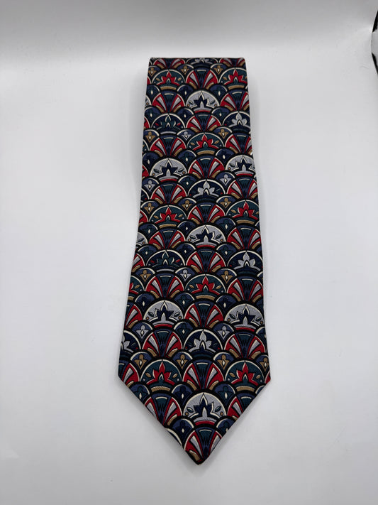Vintage Moores Silk Tie – 100% Silk, Bold Geometric Fan Print