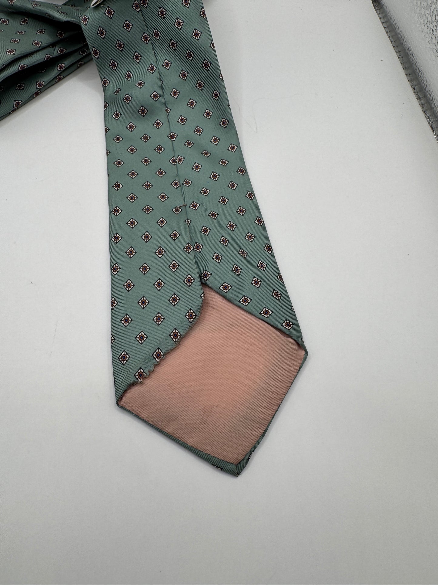 Vintage Nino Cerruti 100% Silk Tie – Light Blue Geometric Pattern, 57” x 3.5”