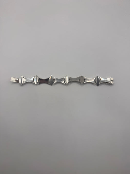 Vintage Taxco Modernist Sterling Silver Bracelet – Signed TF-15, Mexico 925, 1970s, 50.5g