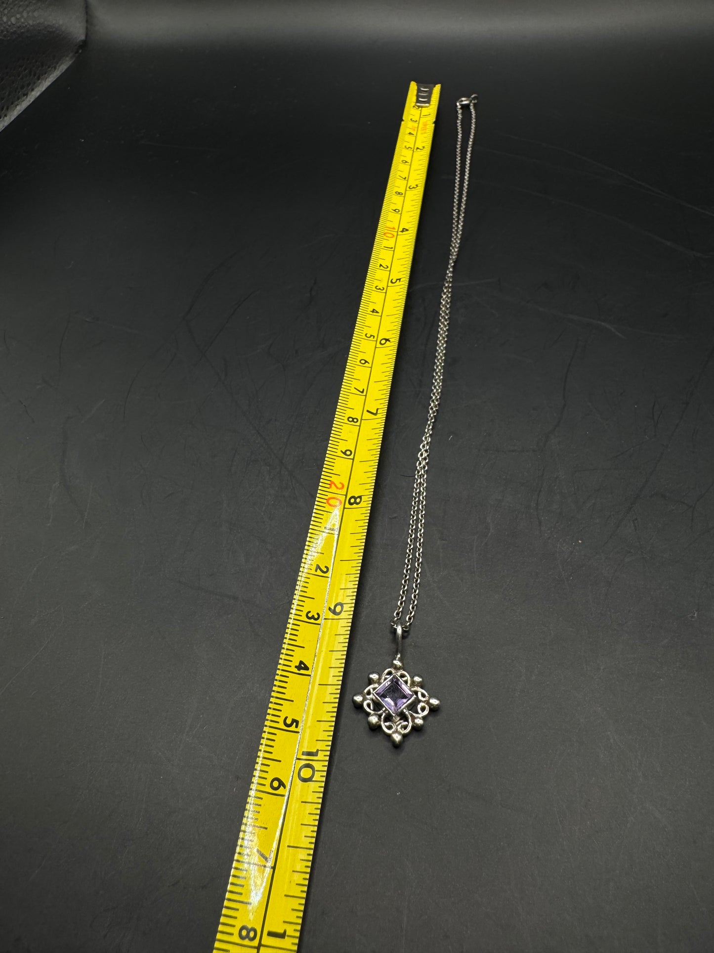 Sterling Silver Necklace with Amethyst Pendant – 18”