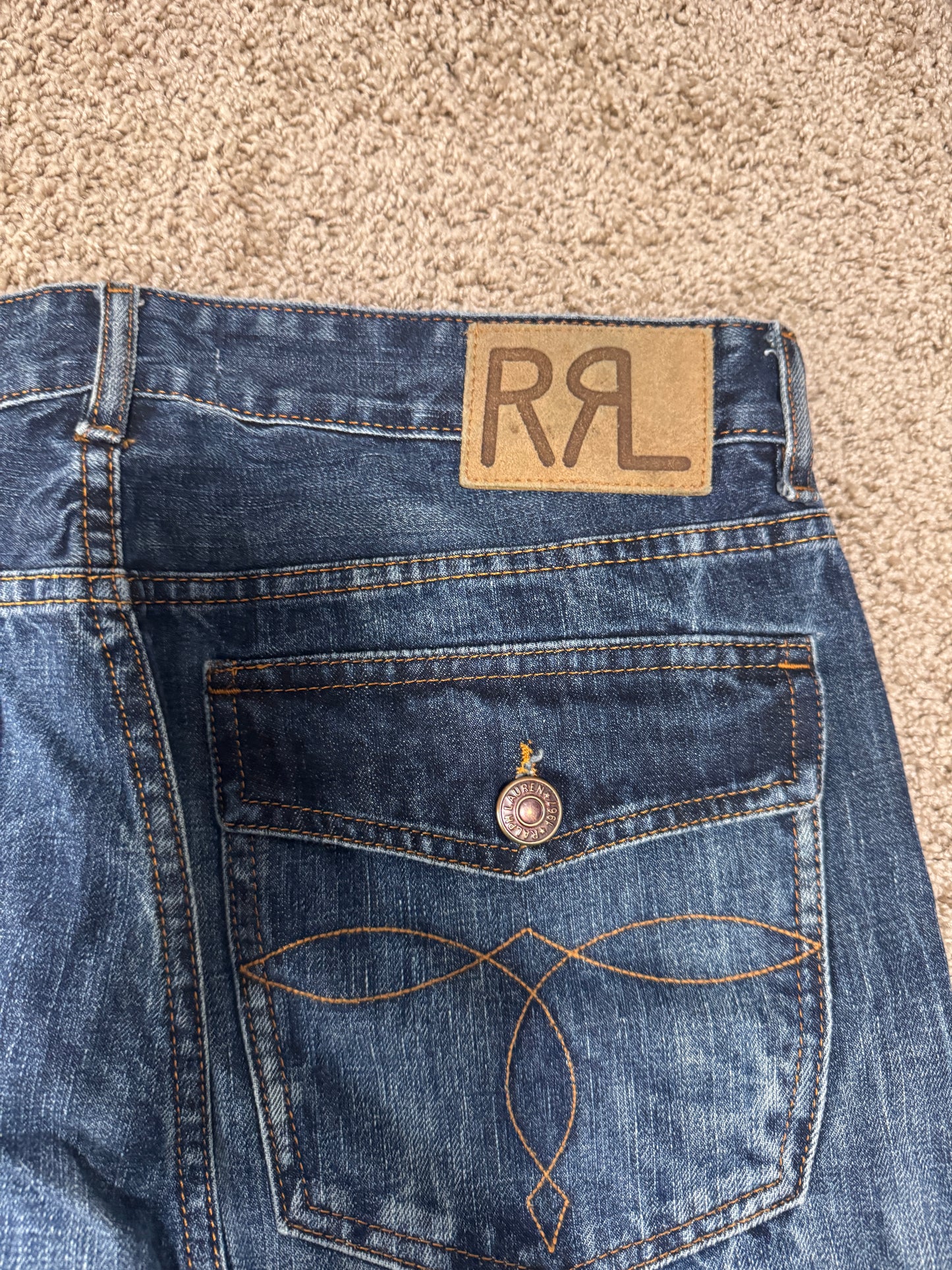 RRL Double RL Vintage Jeans – Size 36/34, Embroidered Pocket, Classic Fit