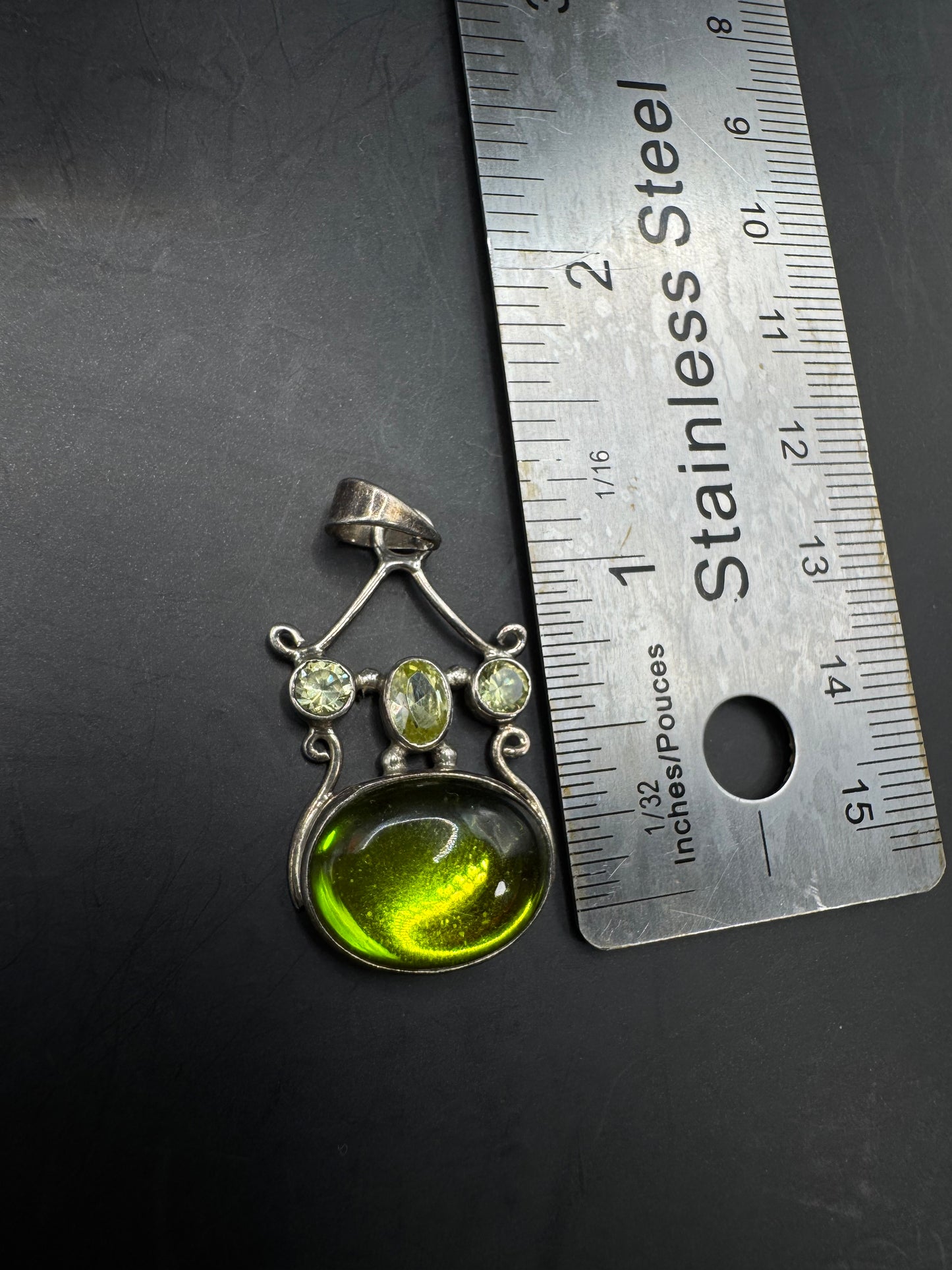 Sterling Silver Green Peridot Pendant