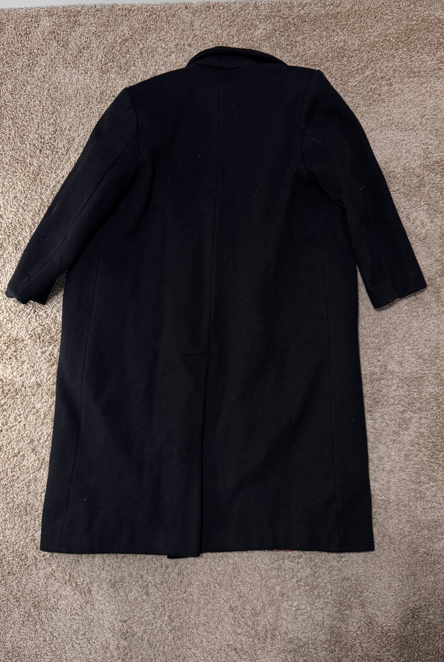 Vintage London Fog Wool Coat – Size 4 Petite, Black, Paisley Lined, Double-Breasted