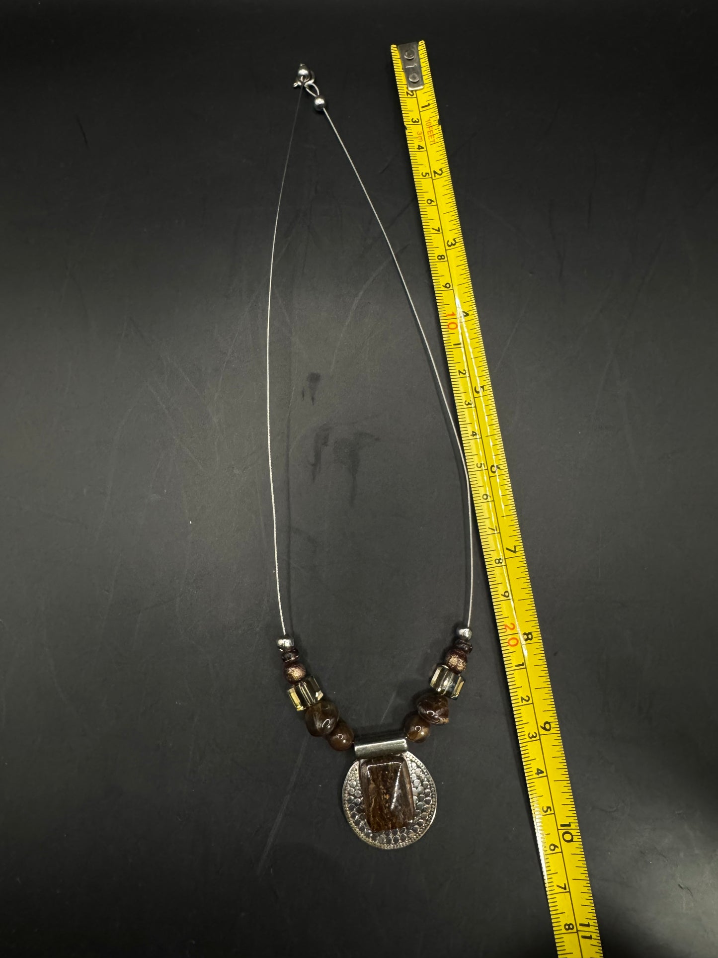 Sterling Silver & Brown Stone Pendant Necklace – 20”