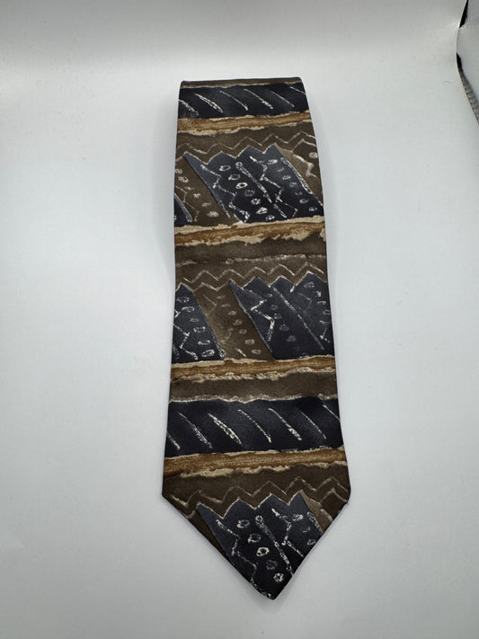 Vintage Cristafaro Silk Tie – 100% Silk, Earth Tone Abstract Pattern