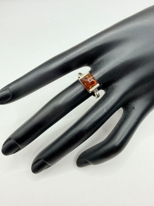 Cognac Mosaic Amber Ring — Size 7