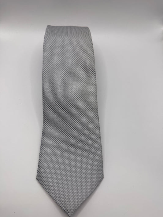 Vintage Zanetti Italian Silk Tie – Silver, 58” x 3.25”, Made in Italy