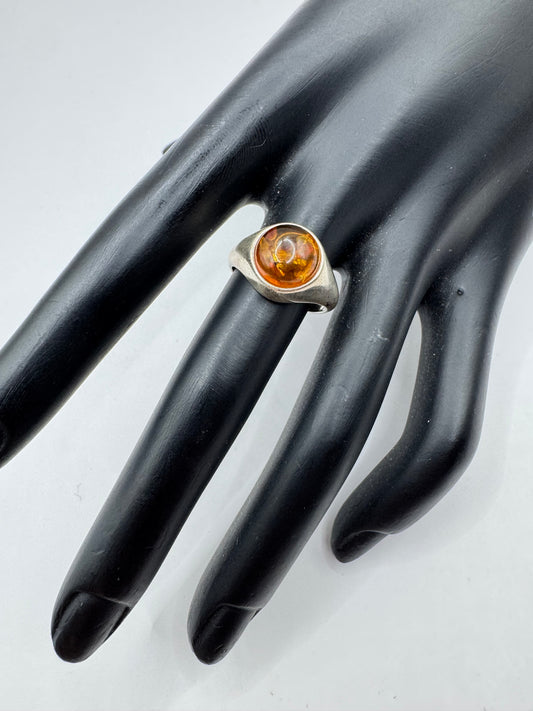 Sterling Silver Honey Amber Ring Size 7