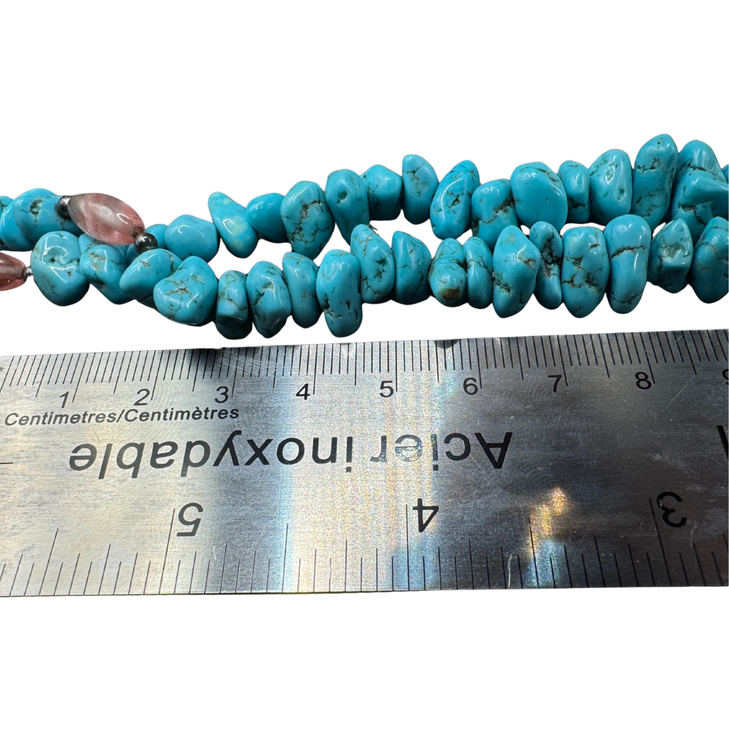 Vintage Navajo Turquoise & Crystal Necklace – 16.5"